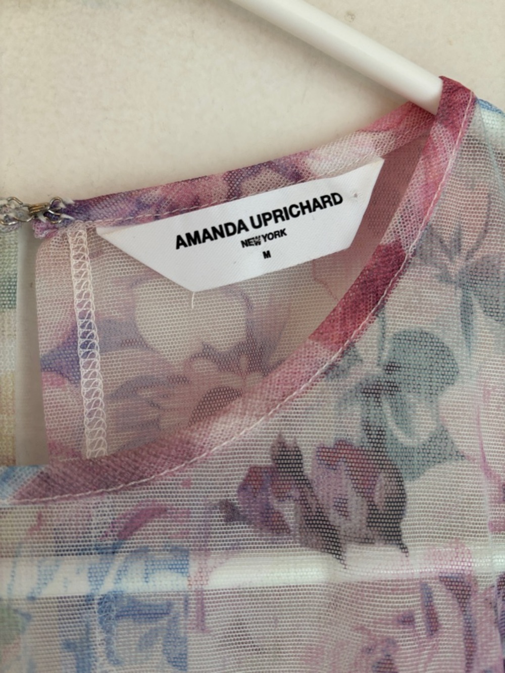 Amanda Uprichard Lyle Sheer Floral Midi rouged pastel Dress Womens MD bridal EUC - Picture 10 of 16